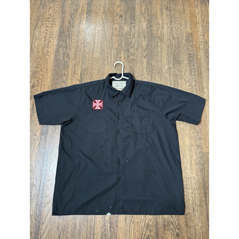 Jesse James West Coast Choppers Work Shirt XL Black Short Sleeve Biker